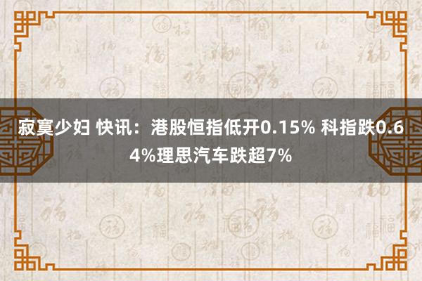 寂寞少妇 快讯:港股恒指低开0.15% 科指跌0.64%理思汽车跌超7%