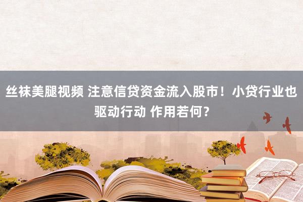 丝袜美腿视频 注意信贷资金流入股市！小贷行业也驱动行动 作用若何？