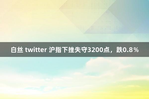 白丝 twitter 沪指下挫失守3200点，跌0.8％