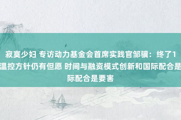 寂寞少妇 专访动力基金会首席实践官邹骥：终了1.5℃温控方针仍有但愿 时间与融资模式创新和国际配合是要害