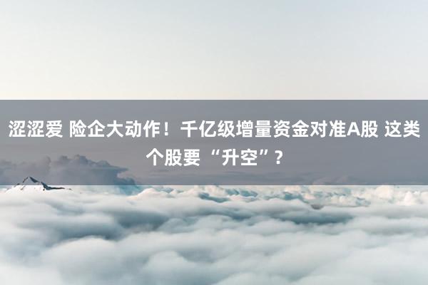 涩涩爱 险企大动作！千亿级增量资金对准A股 这类个股要 “升空”？